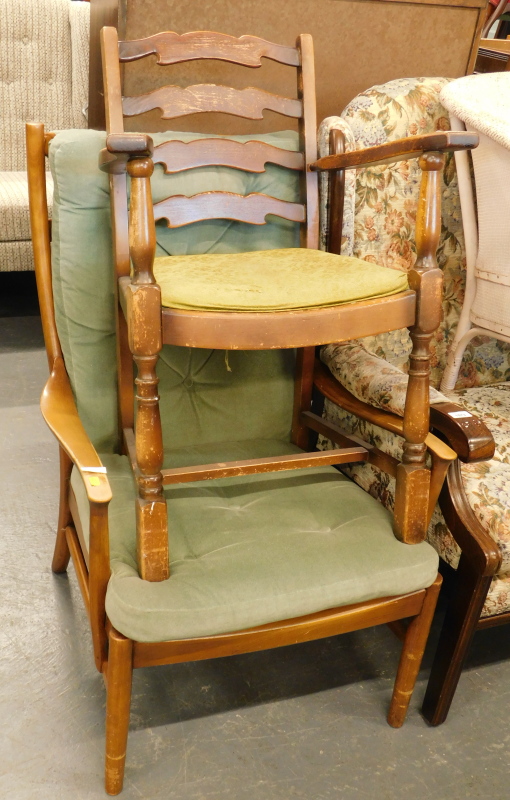 An armchair and a carver chair.