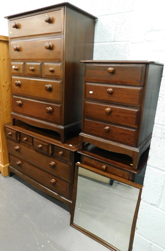 A Stag part bedroom suite, comprising a pair of four drawer bedside cabinets, two chests of drawers,