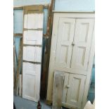 A painted pine cabinet and airing cupboard. (unassembled, AF)