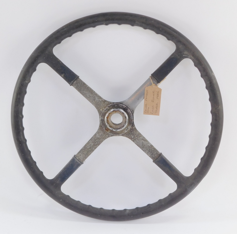 A Rolls Royce Tourer steering wheel, early 20thC, Dover Patent 1916, 45cm diameter.