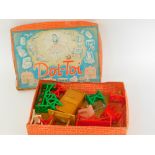 A Dol-Toy Set, mid century, comprising outdoor tables and chairs, armchair, sideboard and figures,