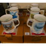 Six Danbury Mint The Royal Airforce Association collector's mugs, boxed, to include De Havilland, Mo