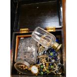 Costume jewellery and effects, cut glass bottle with compressed stopper, Pulsar wristwatch, etc. con