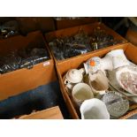 Various decorative glassware, moulded glass, drinking glasses, household china and effects, decorati