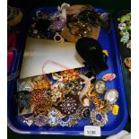 Costume jewellery and effects, brooches, lizard brooch, wristwatches, etc. (1 tray)