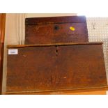 A 19thC pine box and an oak jewellery box with fitted interior and swing handle., pine box 40cm wide