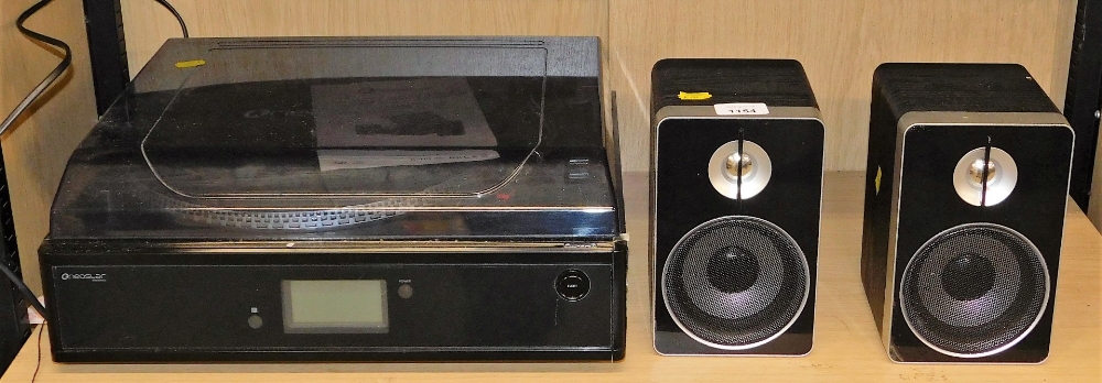 A Neostar Professional belt drive turn table with cassette radio CD recorder and USB encoding to com