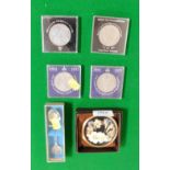 A group of collectables, to include four cased commemorative coins, Silver Jubilee, Lady Diana Spenc