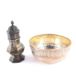 A Victorian silver semi fluted sugar bowl, with an engraved band of acanthus leaves, Martin Hall and