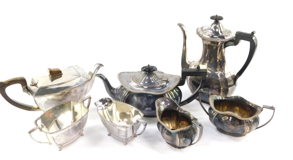 A silver plated Art Deco three piece tea service, Lloyd Payne and Amiel mark comprising teapot 17cm