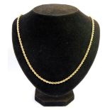 A 9ct gold rope twist necklace, 56cm long, 5.8g.