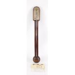 A 20thC Committi of Holborn mahogany stick barometer, with arched silvered top, signed, 88cm high.
