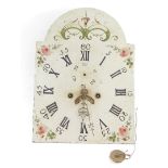 A Georgian long case clock dial by Beckwith of Richmond, the dial painted with floral spandrels, Rom