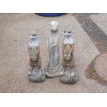 Various meerkat garden statues, 47cm high, etc. (3)