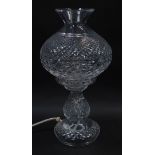 A Waterford crystal table lamp, with matching shade, 35cm high.