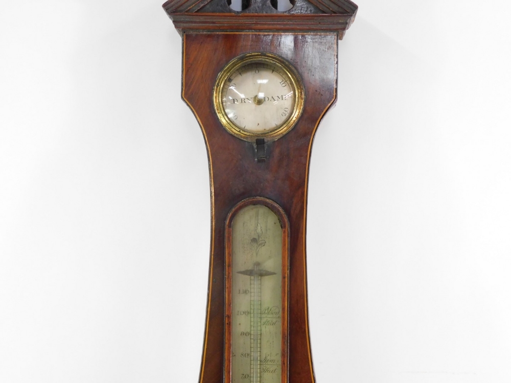 B Verga & Son Warranted. A late 19thC mahogany and boxwood strung four dial wheel barometer, in a br - Bild 3 aus 4