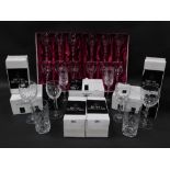 Two sets of Royal Albert cased six wine glasses, together with Royal Doulton cut glass high balls, w