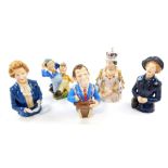 Four Bronte porcelain political figural candle snuffers, comprising Tony Blair, Winning Finchley, Th