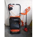 A Black & Decker electric scarifier, together with a strimmer. (2")