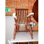 A Victorian painted lath back Grandmother chair.