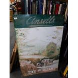 An Ansells 'The Wrekin, painted metal advertising sign, 113cm high, 78cm wide. (AF)