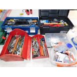 Various tools, tool boxes, screws and fixings.
