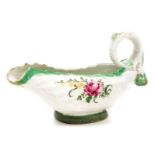 A mid-18thC Longton Hall soft paste porcelain sauce boat