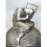 Late 19thC School. Wounded child, print, 28cm x 19cm.
