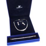 Two boxes Swarovski crystal jewellery sets, to include a necklace with extender, a pair of drop earr