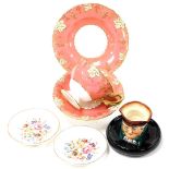 A group of collectors china, to include a Royal Crown Derby Vine pattern cup and saucer trio set, a