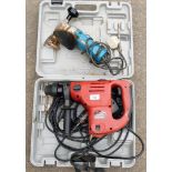 A Power Devil rotary hammer drill and a Bosch shearing tool, both 240V.