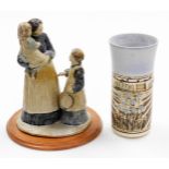 Two items of studio pottery, to include a studio pottery stem vase, signed Gough, and dated 95, of F