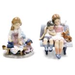 Two Lladro figure groups, to include a lady ironing with child no. 5782, 17cm high, and a figure of