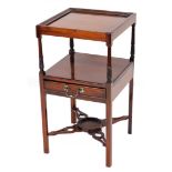 A mahogany wash stand in George III style, with shelf top on single section with single drawer and p