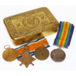 A set of WWI medals, named to Pte V Powell, Grenadier Guards, 13699, comprising 1914-15 star, Victor