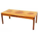 A Nathan teak coffee table, with parquetry top, 42cm high, 113cm wide, 52cm deep.