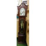 A Highland mahogany cased grandmother clock, with weight and pendulum, 166cm high, 31cm wide, 19cm