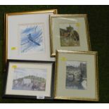 Various framed prints, to include after Jean'luc Grondin blue jay, two print after E W Haselsust