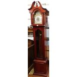 A modern mahogany cased Westminster Germany longcase clock, with pendulum and two weights with