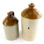 A stoneware flagon, stamped J Cox and Sons Chemist Grantham, (AF), and a smaller unmarked stoneware