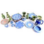 Various items of Wedgwood Jasper ware, various colour ways, to include green, grey and pink, light b
