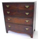 An early 19thC mahogany chest of drawers, with a crossbanded and ebony strung top, above four drawer