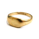 A 9ct gold signet ring, with elongated rectangular panel, Birmingham 1863, ring size P½, 2.6g all in