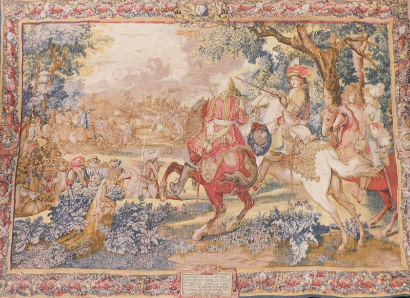 A Flemish style tapestry, of the Flanders Campaign, 247cm x 178cm.