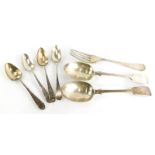 A collection of small silver, to include three teaspoons with bright cut decoration, a further teasp