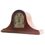 An early to mid 20thC mahogany mantel clock, with Westminster chime, German brass movement and Napol