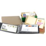 A quantity of stamps, to include some first day covers, stamps in albums, on envelopes, stock books,