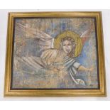 21stC School. Angel fresco, oil on canvas mounted onto board, 57cm x 67cm. Provenance: A prop used d