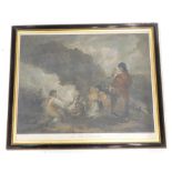 After George Morland. The Gatherers, coloured lithograph, 45cm x 58cm.