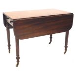 A William IV mahogany Pembroke table, the rectangular top with rounded corners and a channelled edge